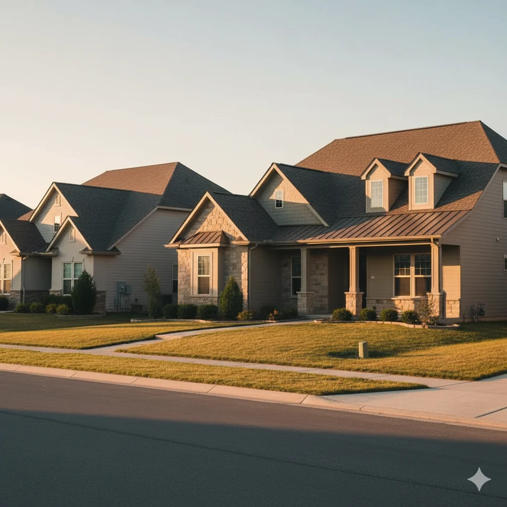 How roofline design affects curb appeal — flat roofs look cheap; layered rooflines add luxury and dimension to front elevation design.
