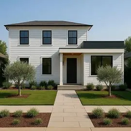 Modern colonial mix front home design for large property with fusion architecture and timeless curb appeal