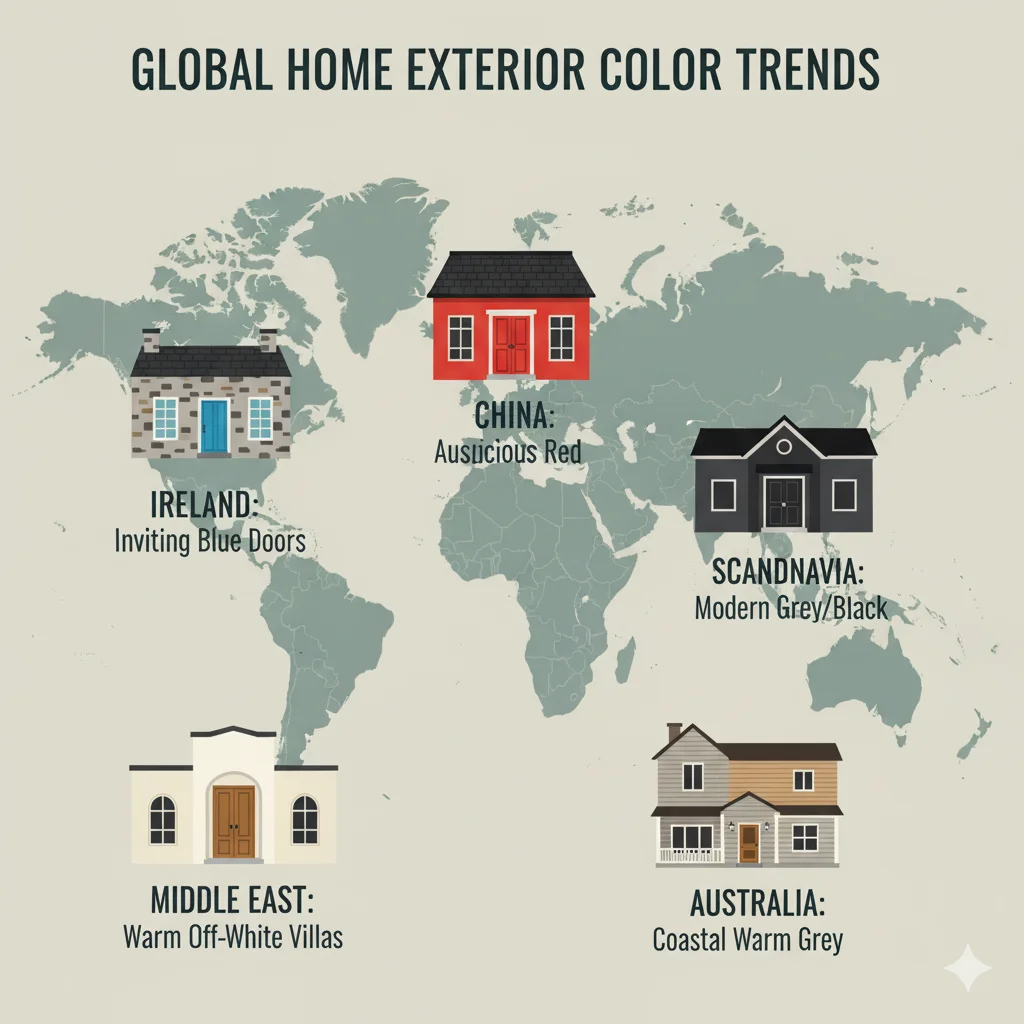 global differences in house color meanings across cultures, showing how the psychology of color in home exterior design varies worldwide