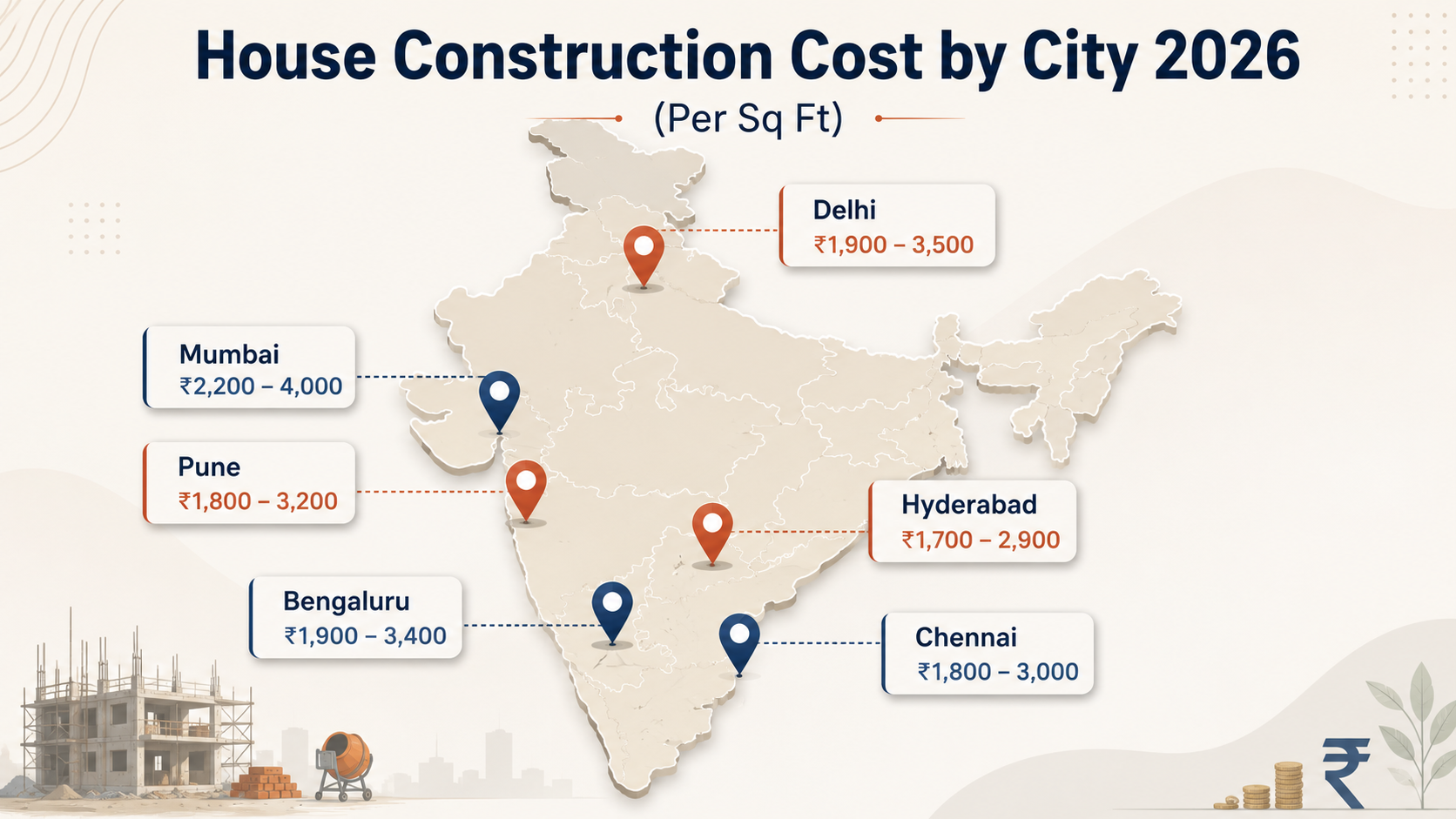 House Construction Cost Per Sq Ft in India 2026: A Realistic Budget Guide