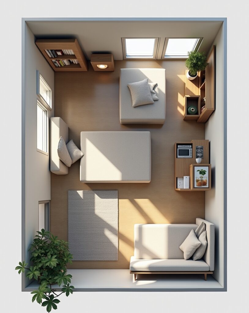 Compact 3 BHK House Plan for small plot or apartment