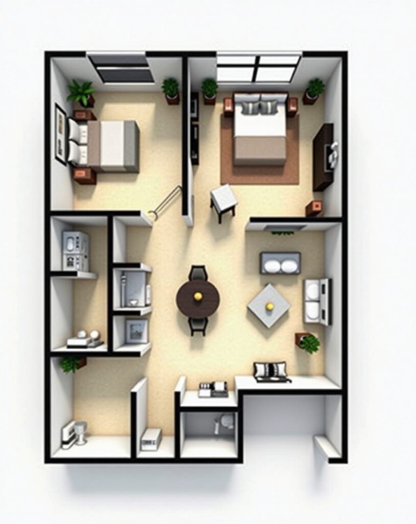 Minimalist 3 BHK House Layout for urban apartments