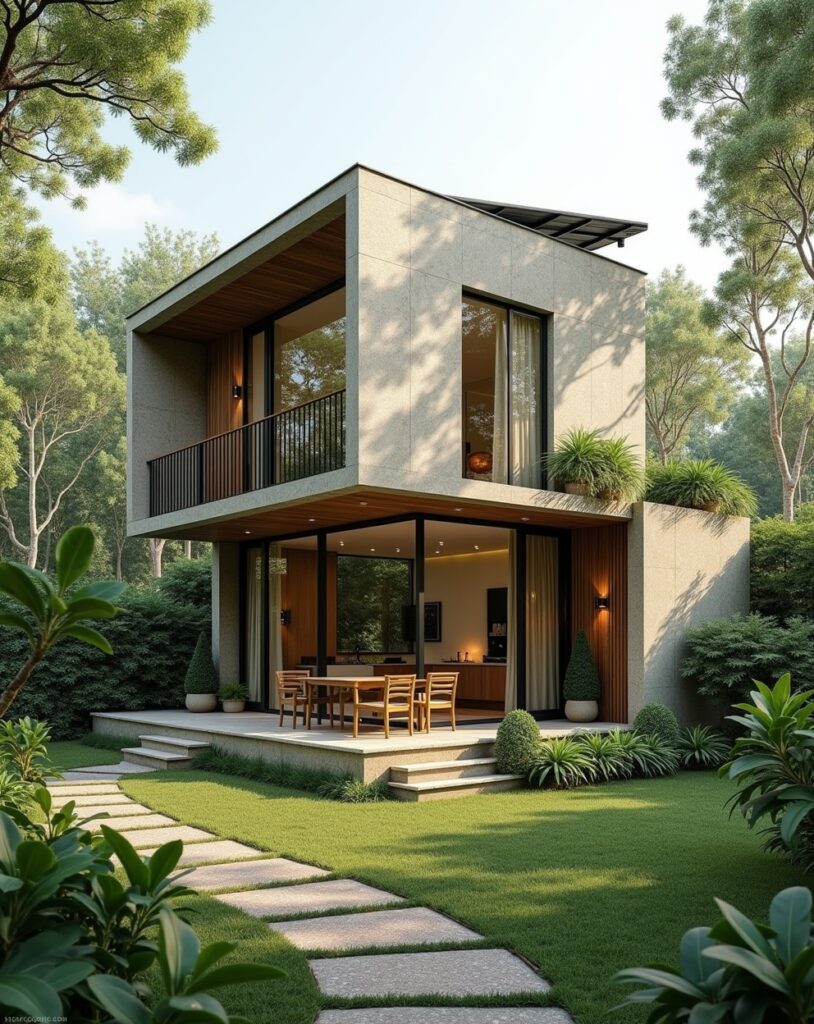 Eco-friendly 3 BHK House Design with sustainable features
