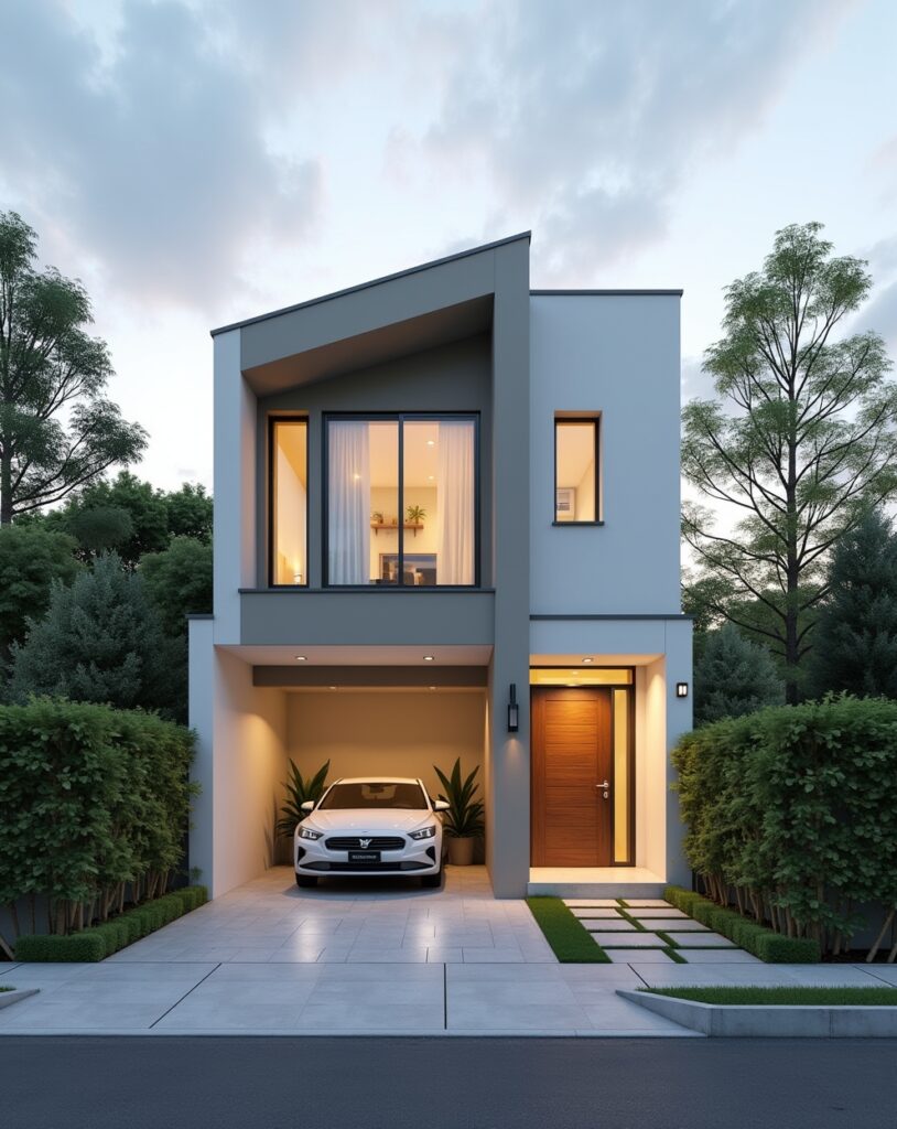 Compact 2 bedroom house front elevation design