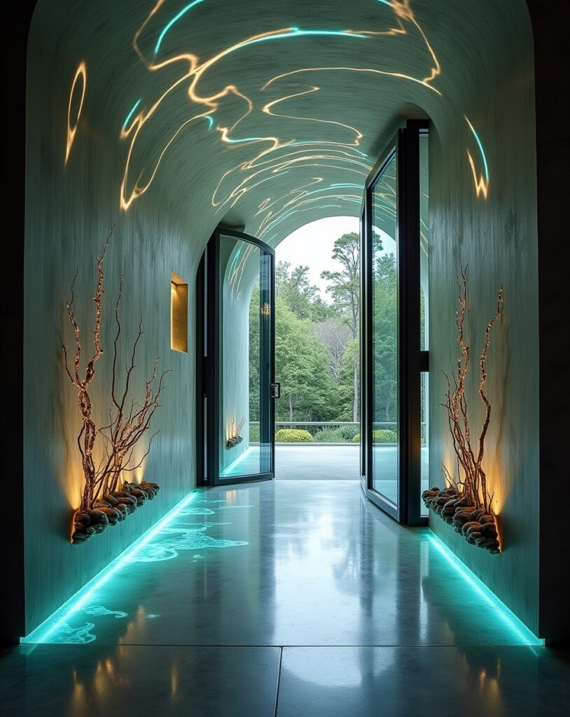 House entrance designed like a piece of modern sculpture