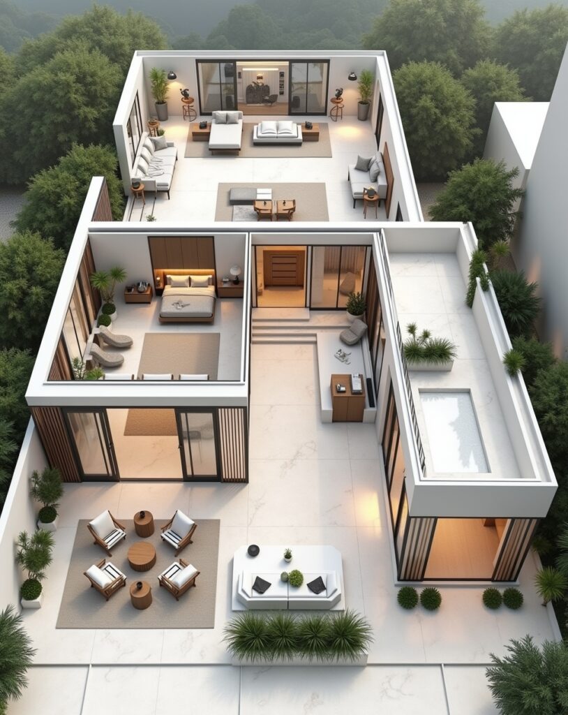 Luxury 3 BHK Villa Plan with private terrace and spacious rooms