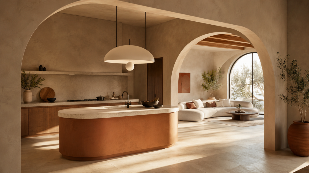 Curved architecture and arched doorway design in a modern 2026 home interior