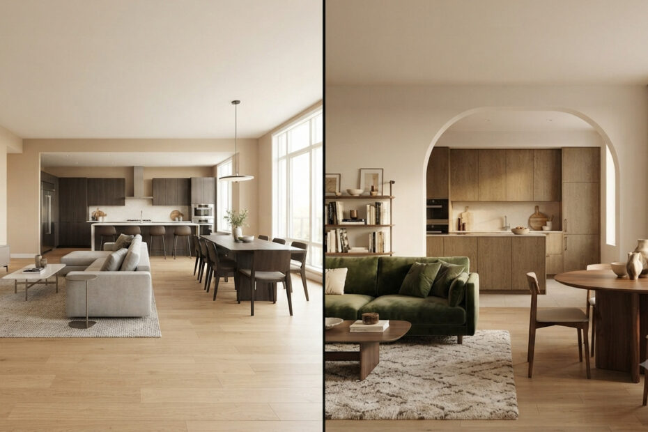 Is open concept still popular in 2026? Hybrid layouts with defined zones trending