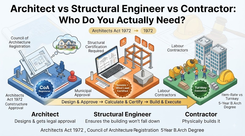 Architect vs Structural Engineer vs Contractor: Who Do You Actually Need?