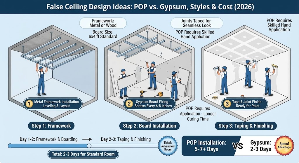 False Ceiling Design Ideas: POP vs. Gypsum, Styles & Cost (2026)