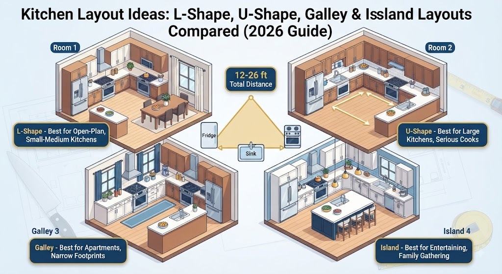 Kitchen Layout Ideas: L-Shape, U-Shape, Galley & Island Layouts Compared (2026 Guide)