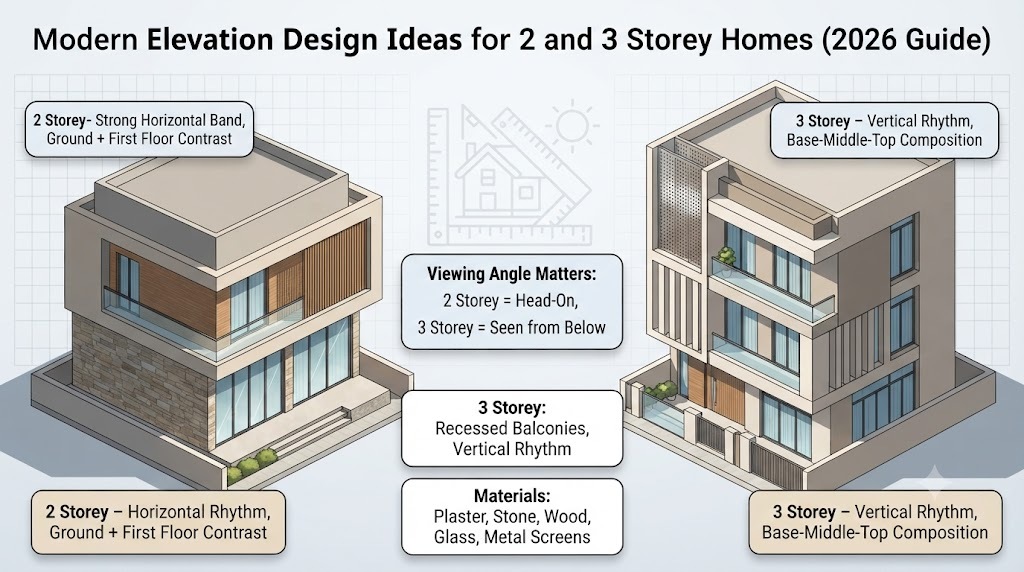 Modern Elevation Design Ideas for 2 and 3 Storey Homes (2026 Guide)