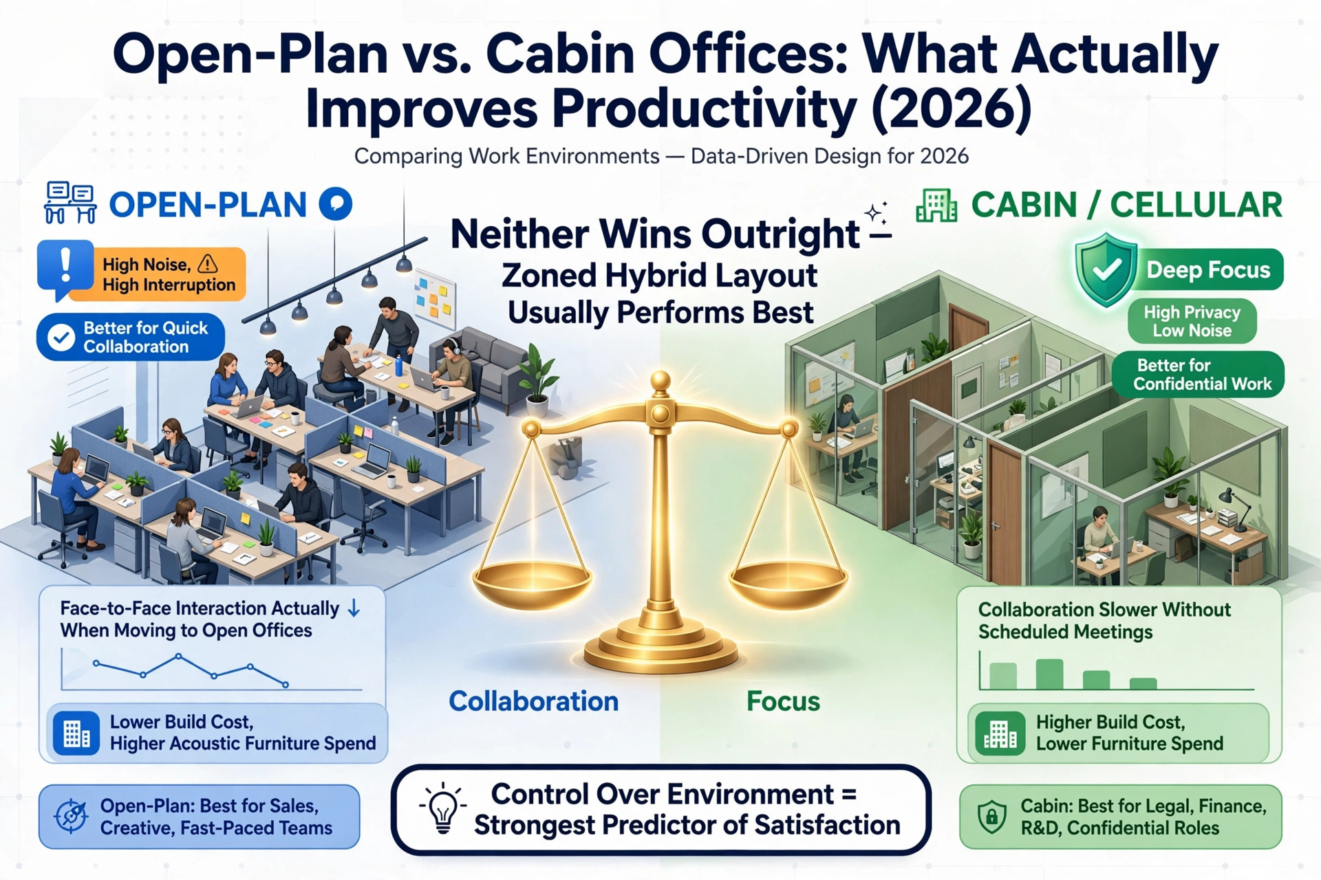 Open-Plan vs. Cabin Offices: What Actually Improves Productivity (2026)